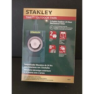 Stanley TimeIt Outdoor Twin 2-Outlet Grounded Mechanical 24 Hr Timer New Sealed